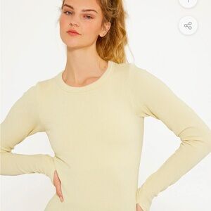 White Cream Yoga Long Sleeve thermal Top